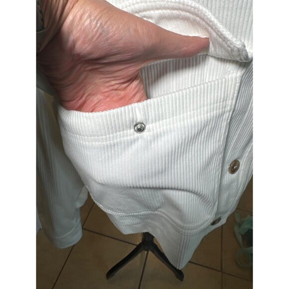 Anthropologie by Avec Les Filles White Corduroy Button-Front Jacket M Boxed Crop - Picture 7 of 10